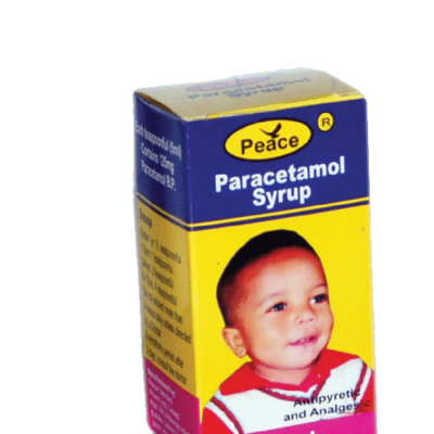 Peace Standard Paracetamol syrup carton and bottle